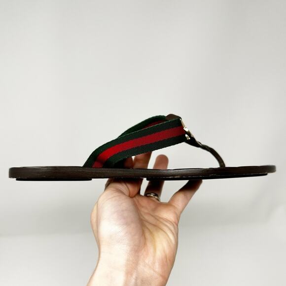 Gucci GG Thong Web Stripe Sandals Flip Flops - Picture 8 of 12